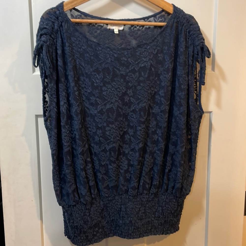 Deletta Anthropologie Sleeveless Blue Lace Blouse